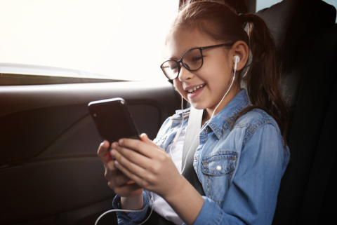 Girl listening to audiobook